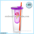 24oz/700ml plastic juice cup with straw
